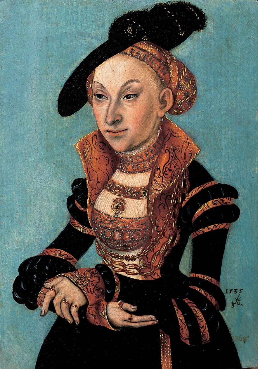 Porträt von Sibylle von Cleve, Kurfürstin von Sachsen, 1535 von Lucas Cranach
