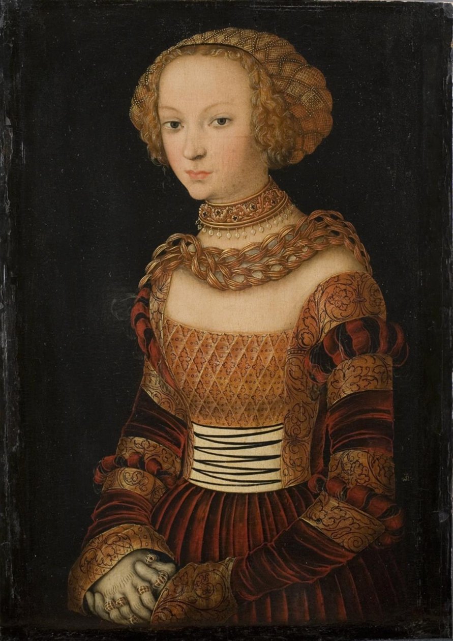 Porträt einer jungen Frau. Prinzessin Emily von Sachsen? von Lucas Cranach d.Æ.