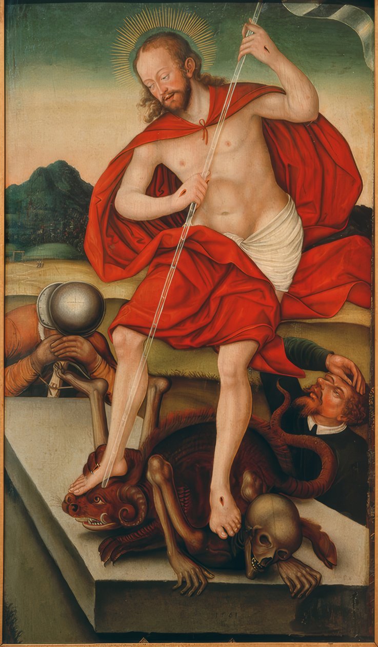 Christus als Sieger über Tod und Teufel von Lucas Cranach der Jüngere
