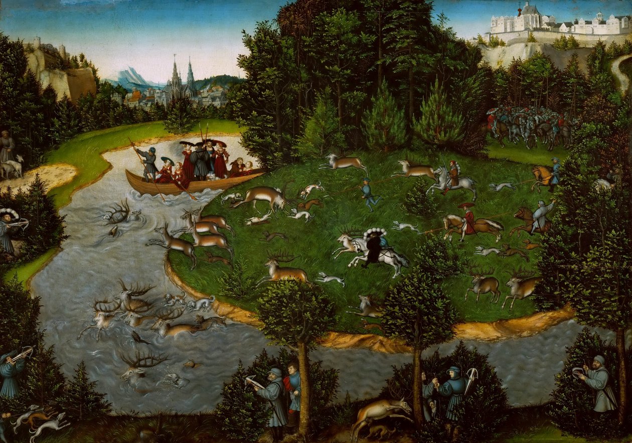 Eine Hirschjagd mit dem Kurfürsten Friedrich dem Weisen von Lucas Cranach the Elder