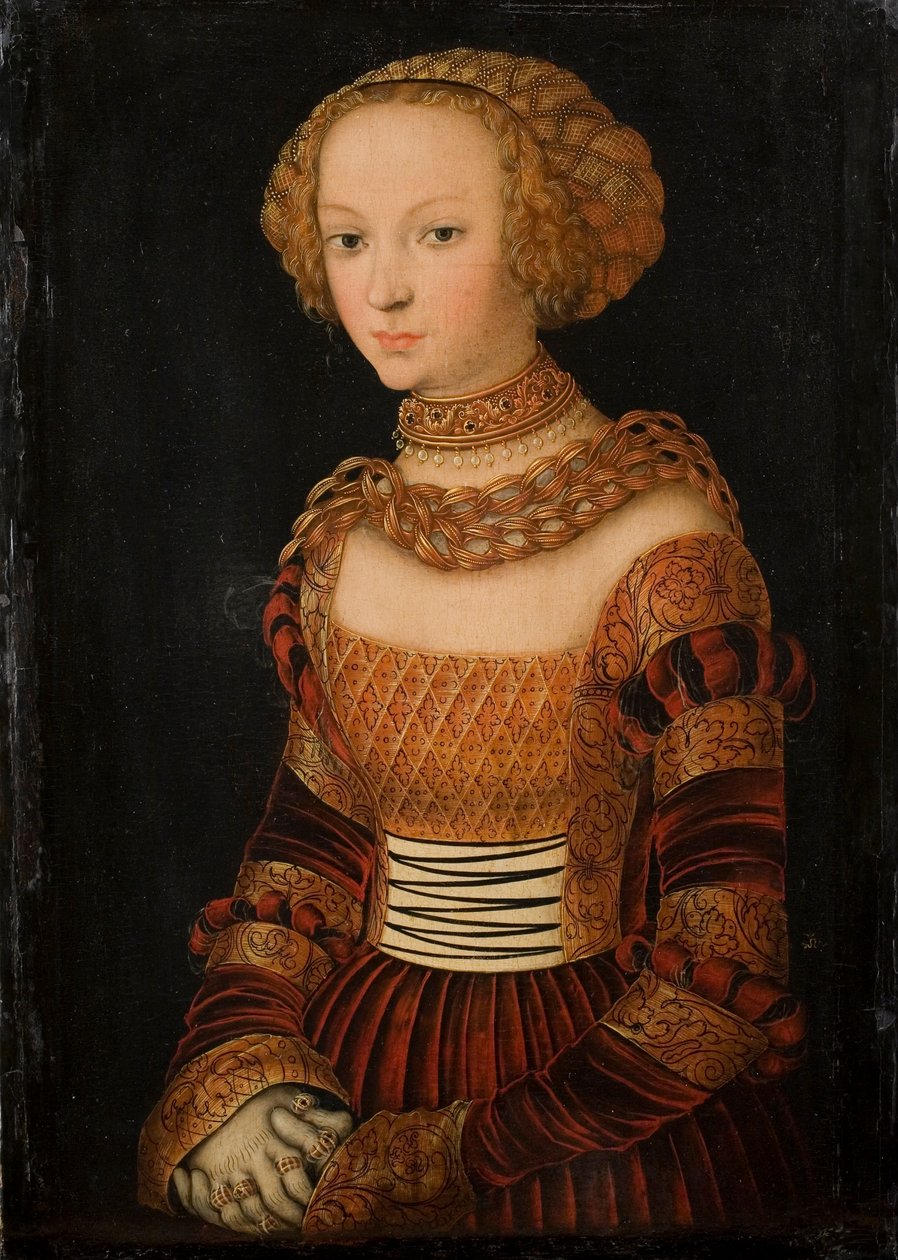Porträt einer jungen Frau. Prinzessin Emilia von Sachsen? von Lucas Cranach the Elder