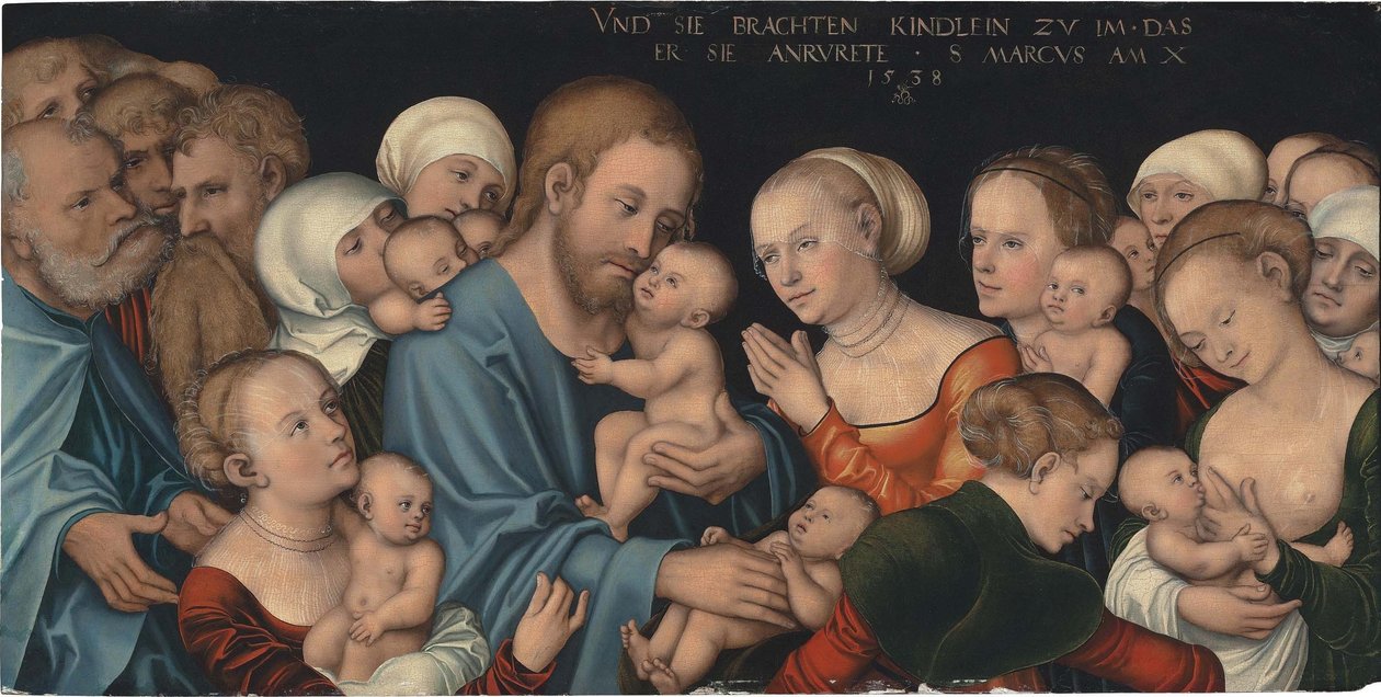 Lasset die Kindlein zu mir kommen (Christus segnet die Kinder) von Lucas Cranach the Elder
