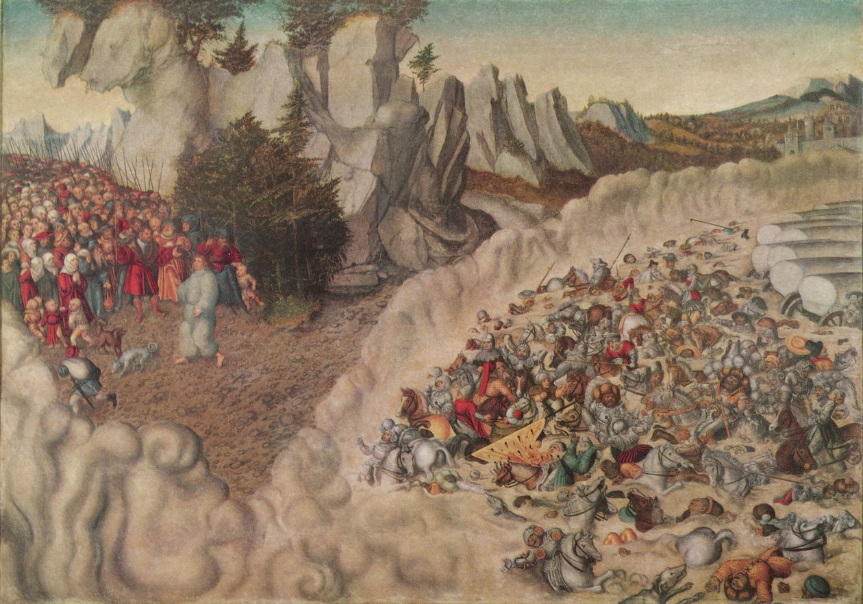 Zug der Israeliten durch das Rote Meer (Untergang des Pharao) von Lucas Cranach the Elder