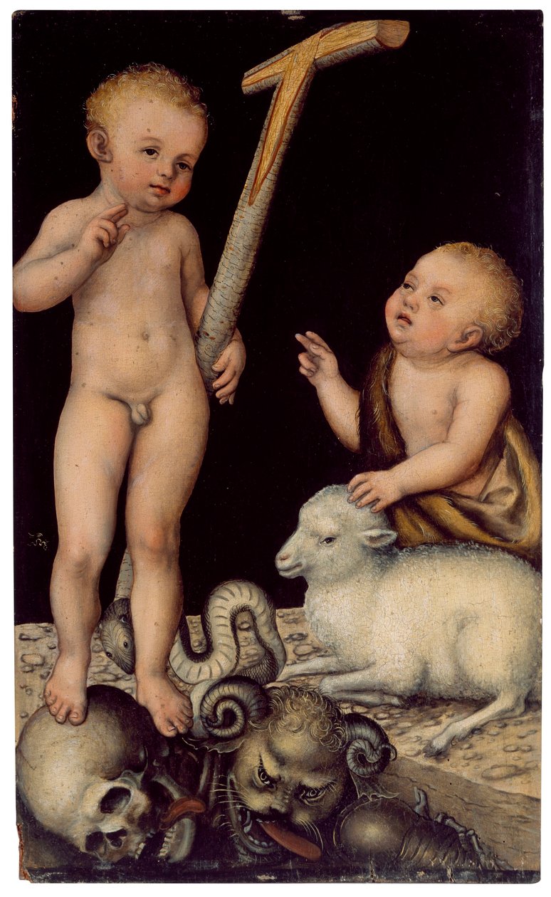 Jesus und Johannes als Jungen von Lucas Cranach the Elder