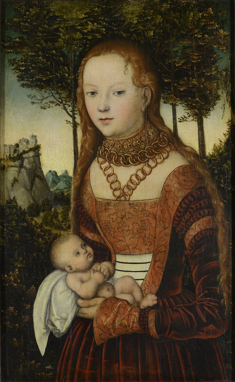 Junge Mutter mit Kind (sog. „Buße des heiligen Johannes Chrysostomos“) / Die vom heiligen Chrysostomos vergewaltigte Prinzessin von Lucas Cranach the Elder