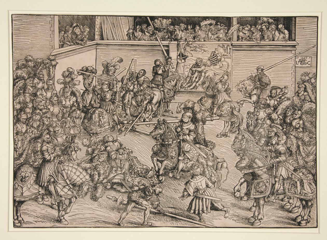 Das zweite Turnier (mit dem Wandteppich von Samson und dem Löwen) von Lucas Cranach the Elder