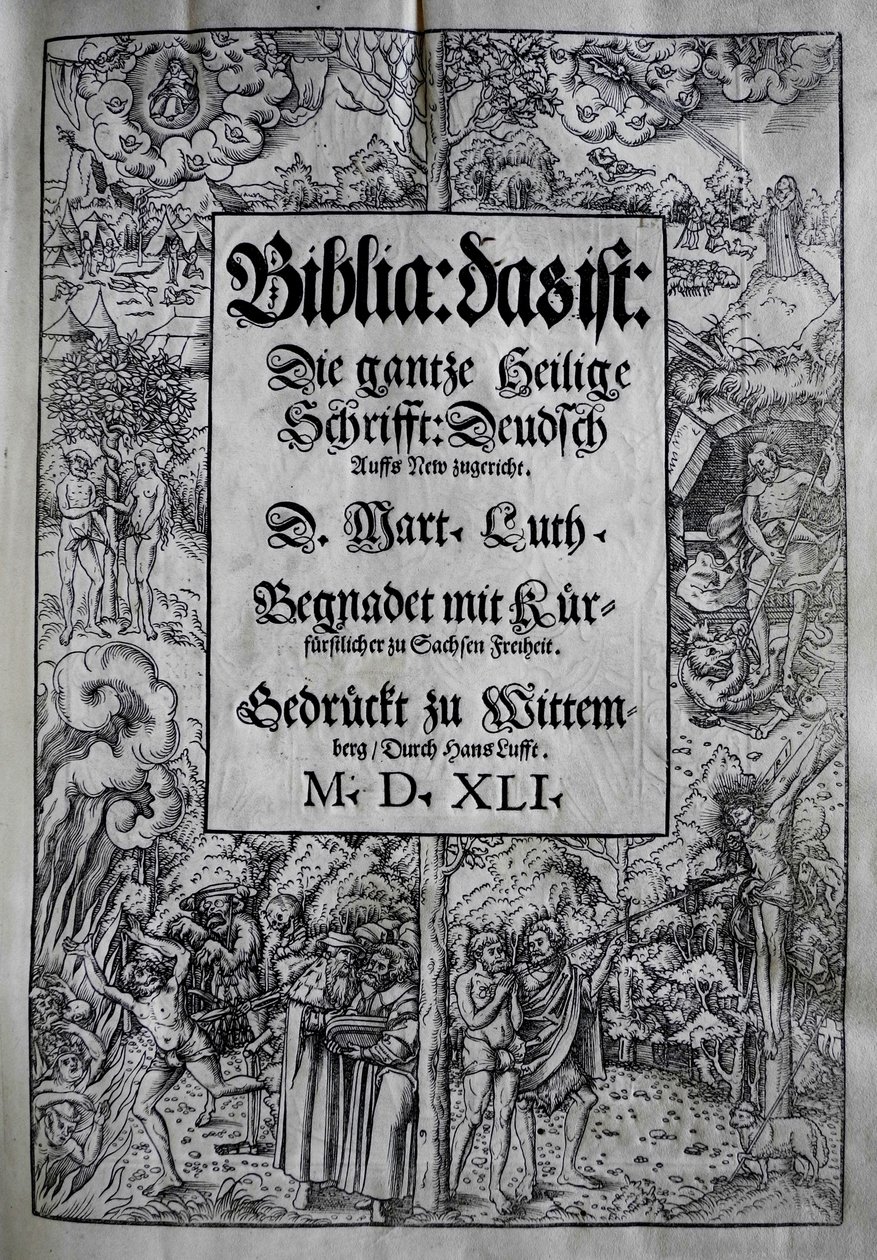 Umschlaggestaltung Biblia von Martin Luther, 1541 von Lucas Cranach the Younger