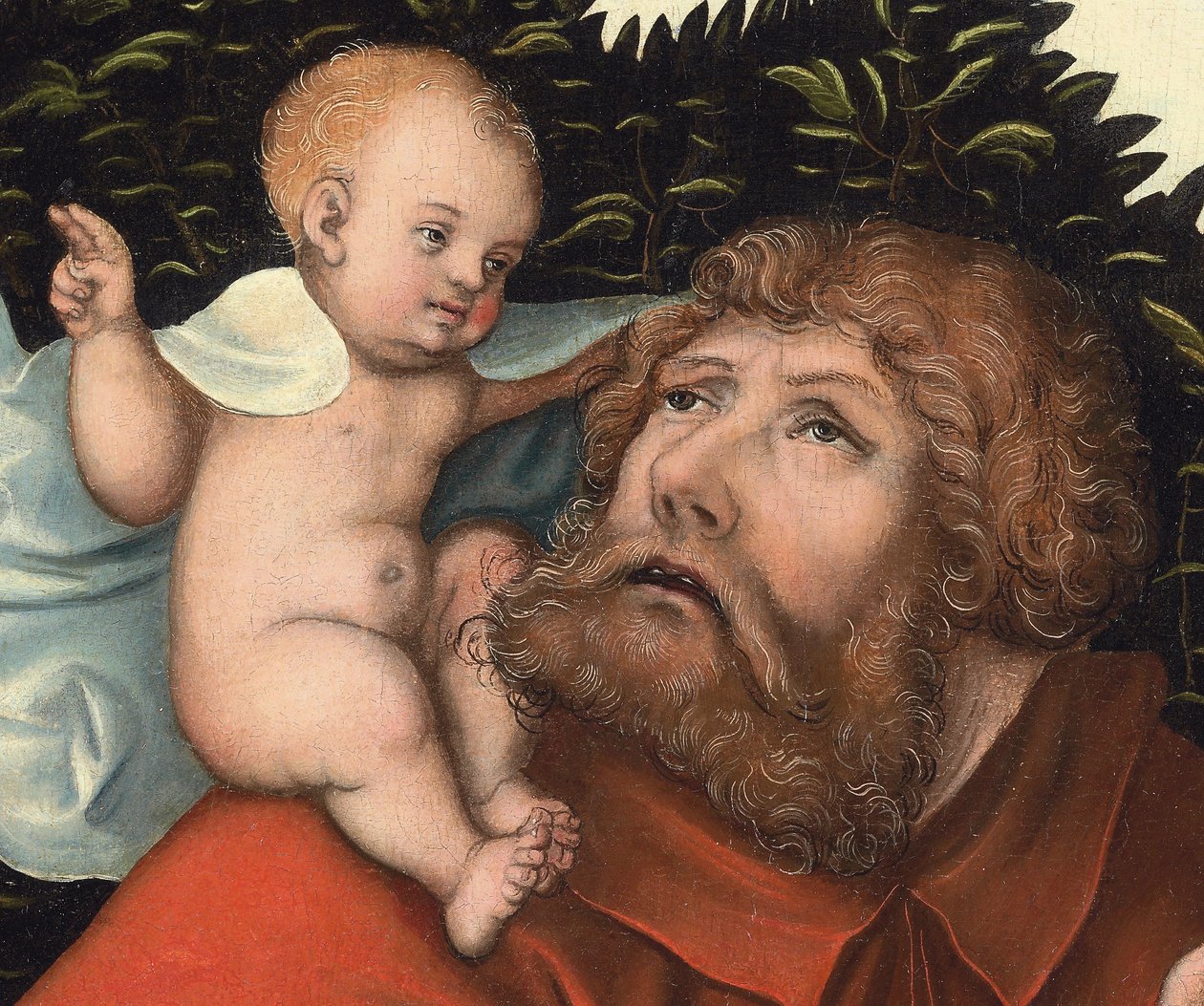Heiliger Christophorus, der das Christuskind trägt (Detail) von Lucas the Elder (workshop of) Cranach