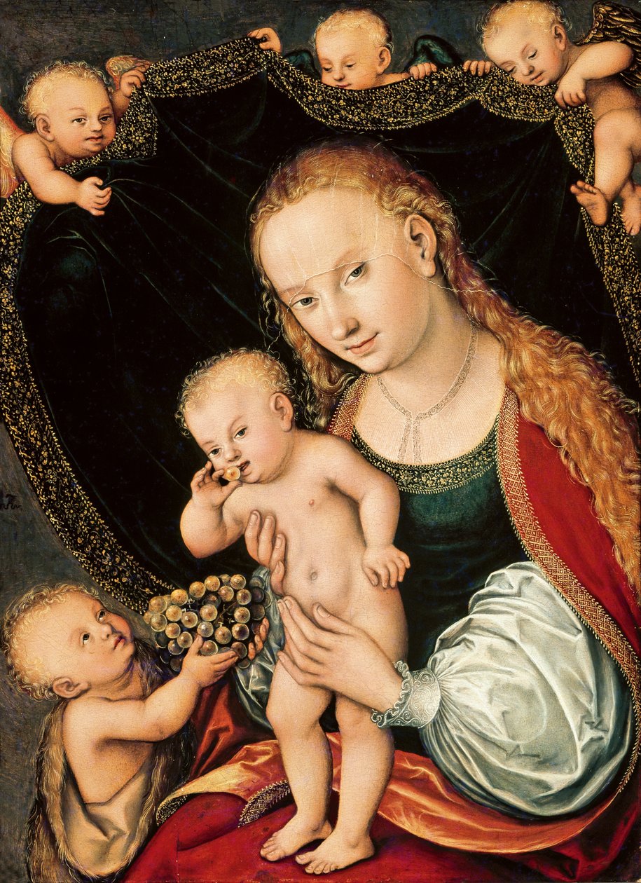 Madonna mit Kind und dem jungen Johannes dem Täufer, nach 1537 von Lucas the Elder Cranach