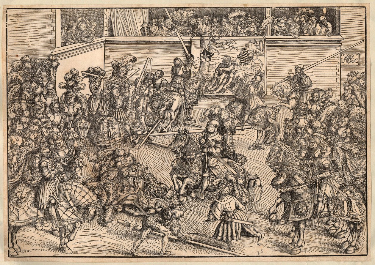 Turnier - Cranach, Lucas, der Ältere (1472-1553) - 1509 - Holzschnitt - 29,8x42,7 - Private Sammlung von Lucas the Elder Cranach