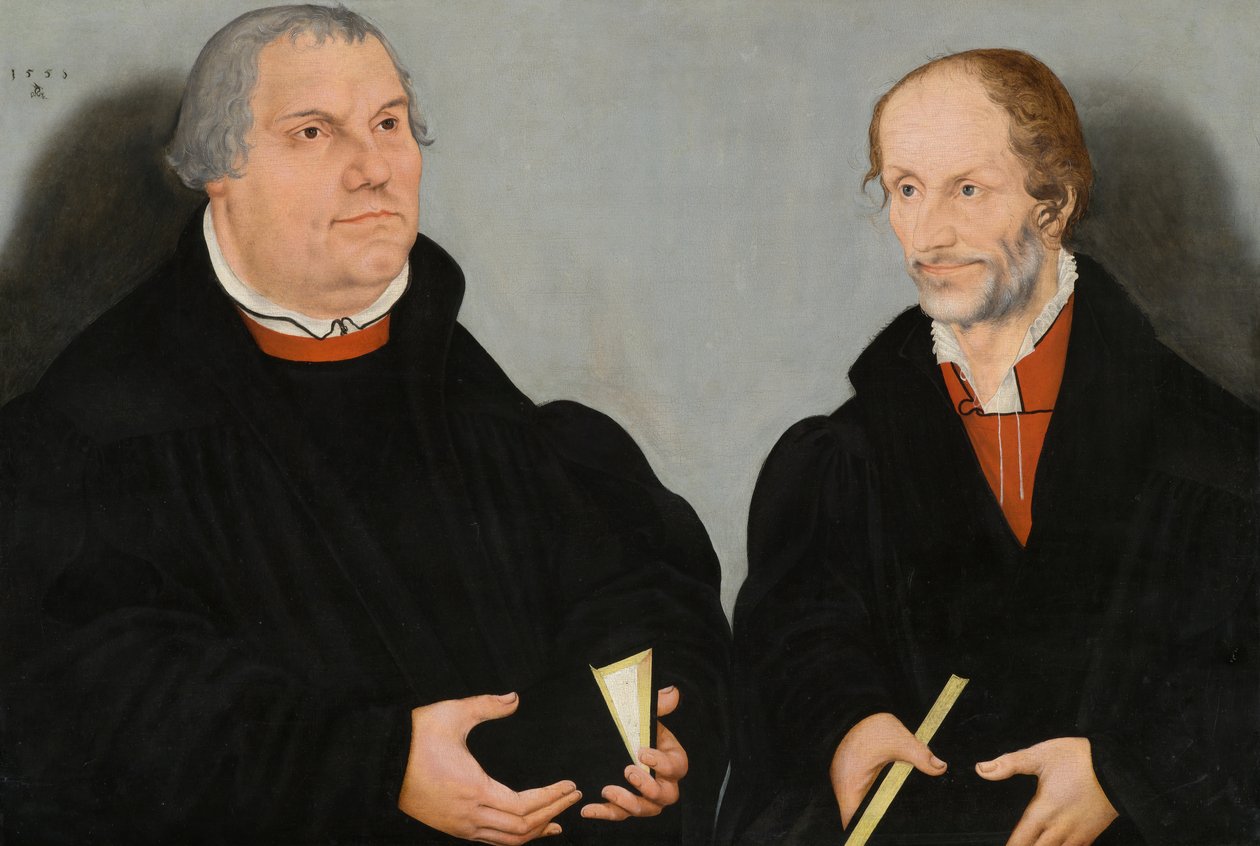 Martin Luther (1483-1546) und Philipp Melanchthon (1497-1560) von Lucas the Younger Cranach