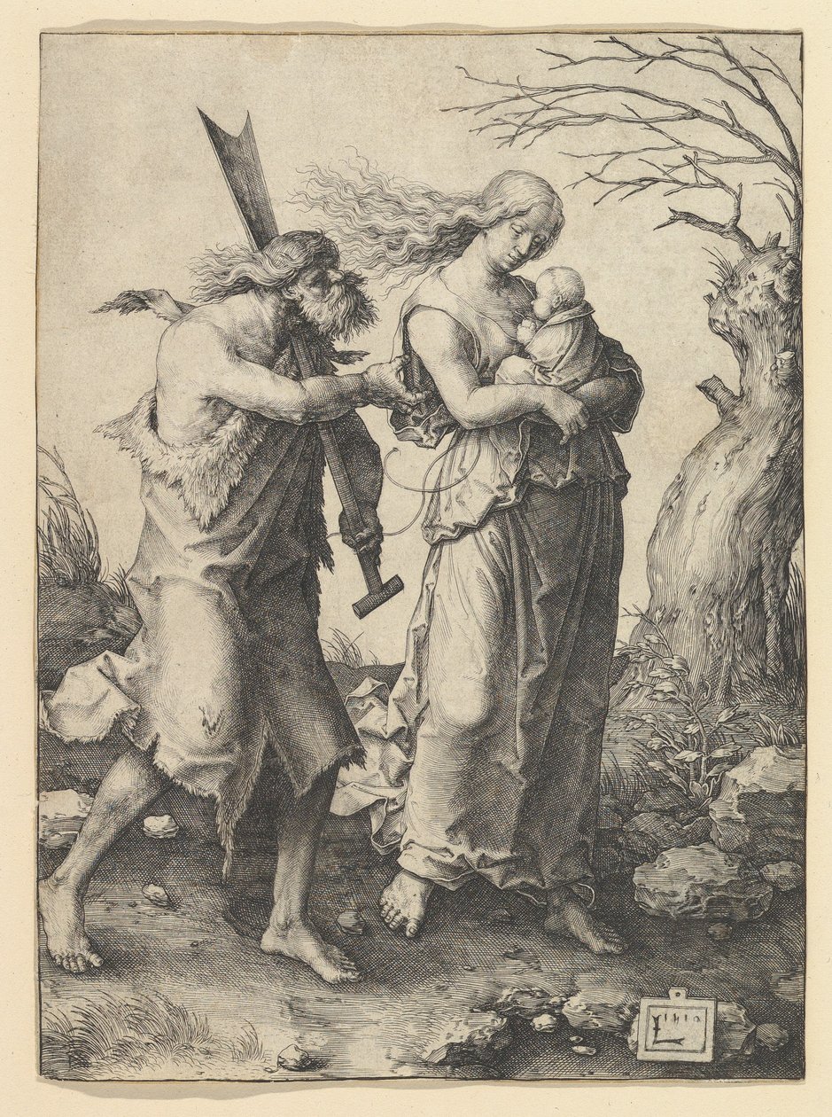 Adam und Eva nach der Vertreibung von Lucas van Leyden