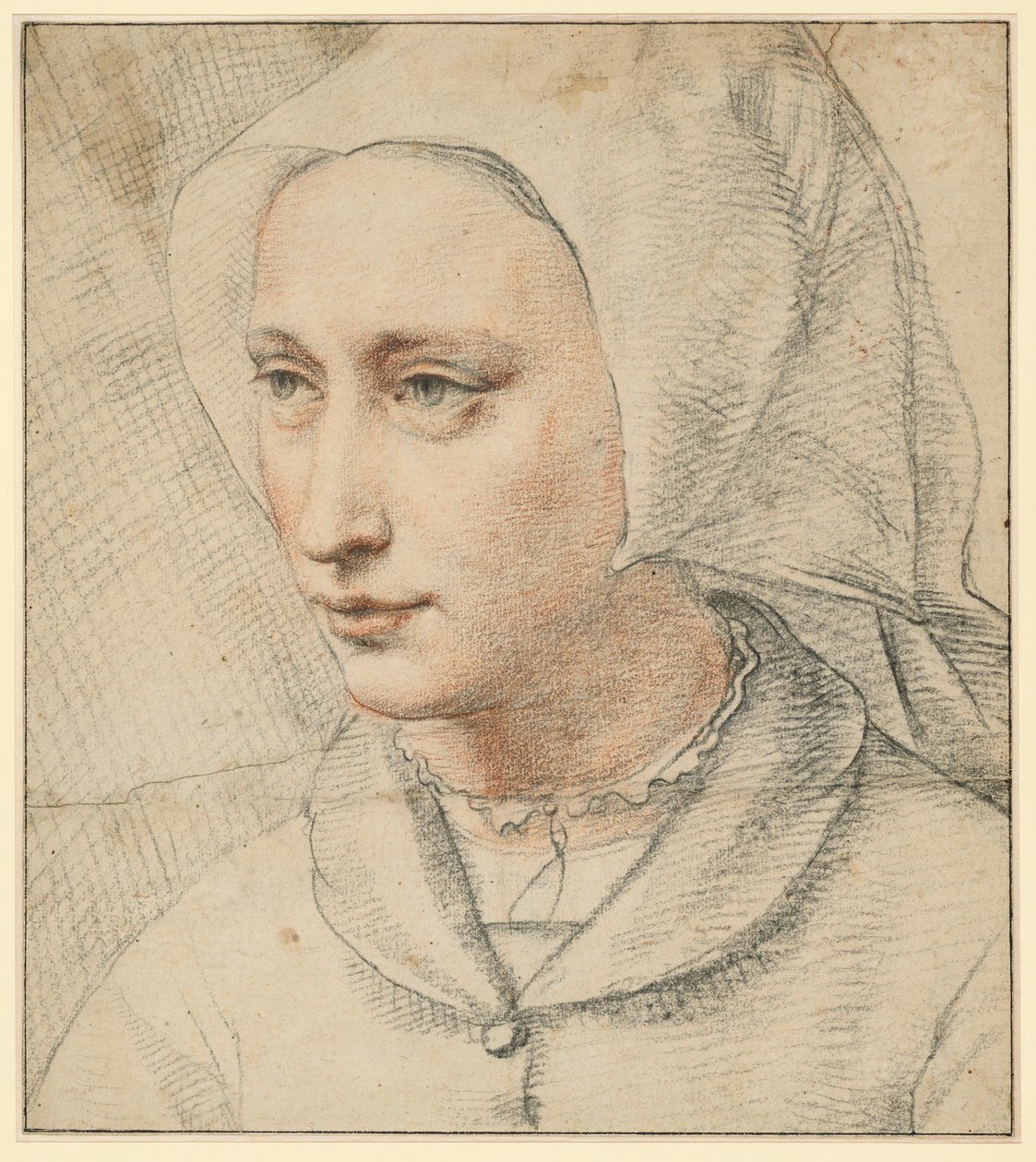 Brustbild einer Frau mit Haube, halb nach links gewandt von Lucas van Leyden