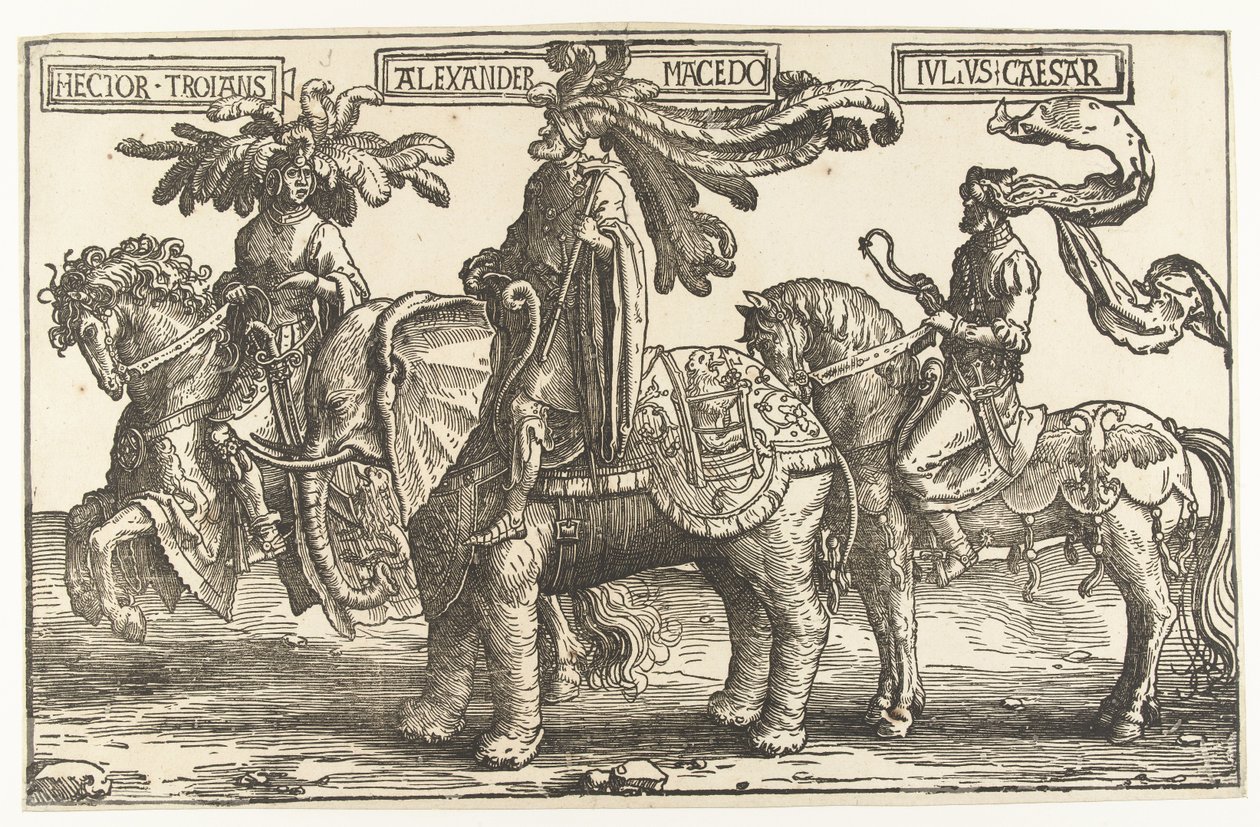 Die Helden Hector von Troja, Alexander der Große und Julius Caesar von Lucas van Leyden