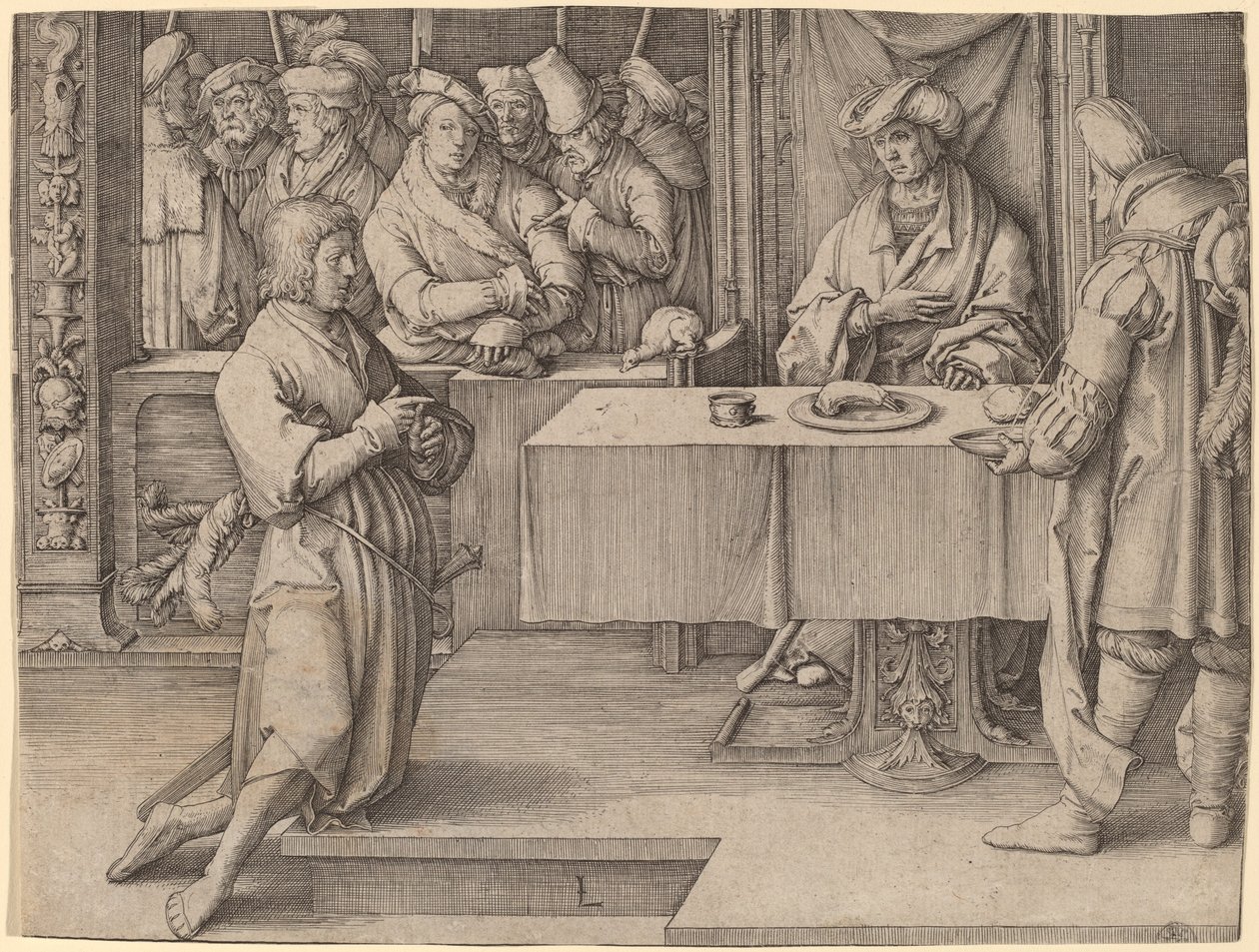 Joseph deutet die Träume des Pharao von Lucas van Leyden