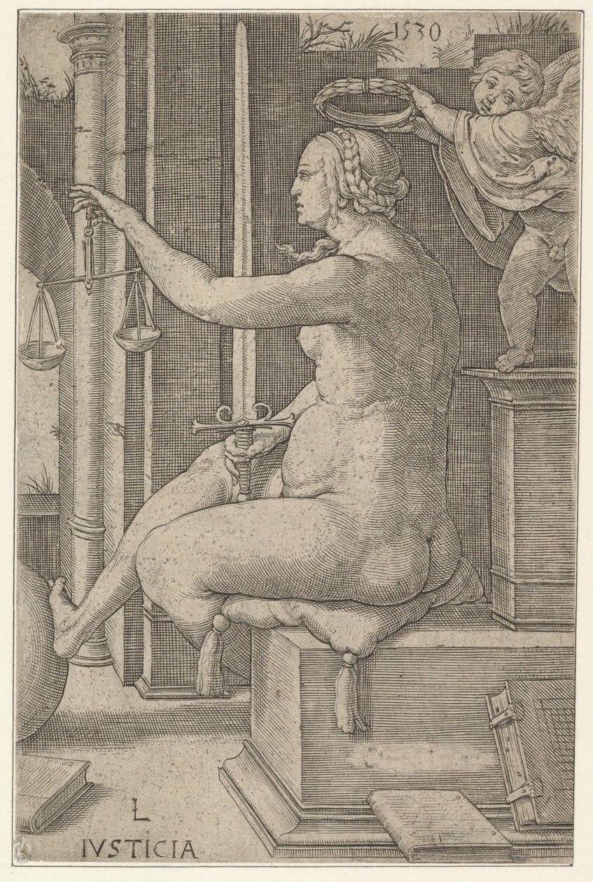 Gerechtigkeit, aus der Serie Die Tugenden, 1530 von Lucas van Leyden