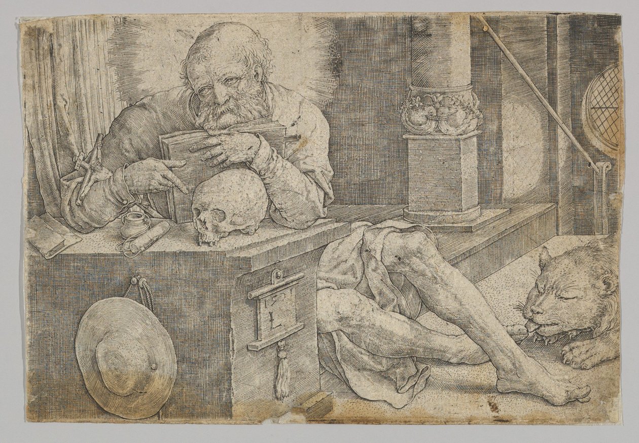 Der heilige Hieronymus in seinem Studierzimmer (1521) von Lucas van Leyden