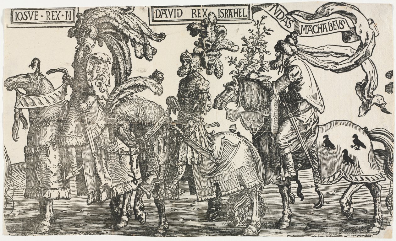 Die neun Helden: Josua, David, Judas Makkabäus von Lucas van Leyden