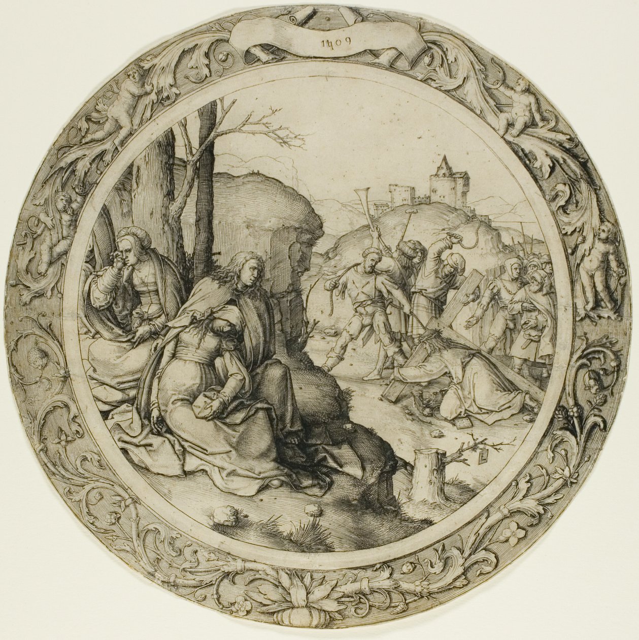 Die Runde Passion: Christus trägt das Kreuz von Lucas van Leyden