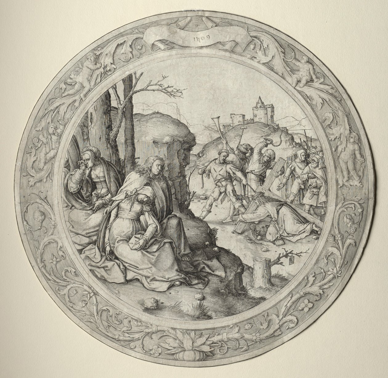 Die Runde Passion: Christus trägt das Kreuz von Lucas van Leyden