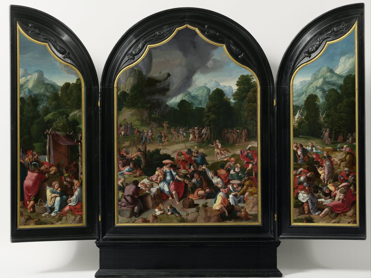 Anbetung des Goldenen Kalbs, um 1530 von Lucas van Leyden