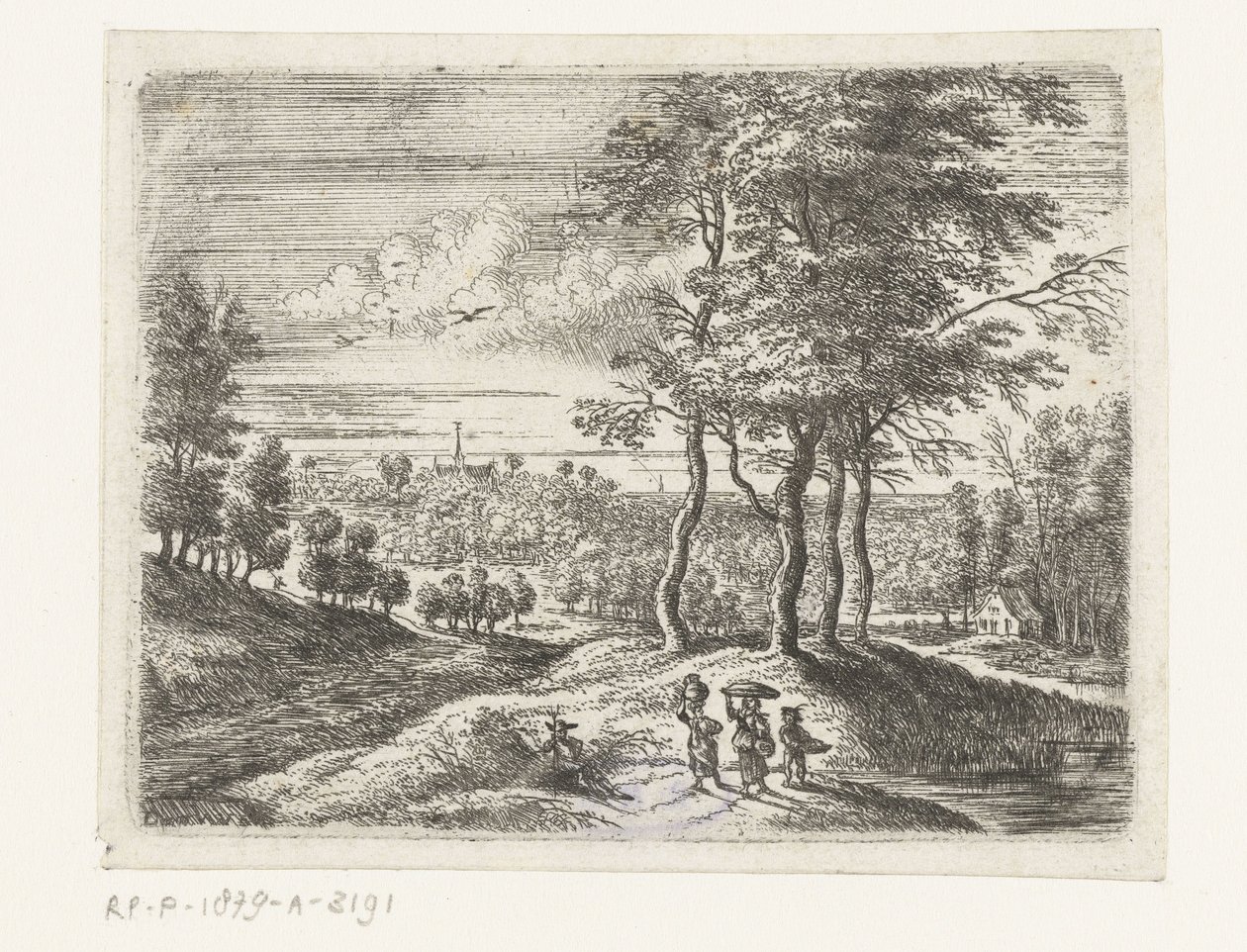 Waldlandschaft mit zwei Frauen und einem Jungen mit einem Korb von Lucas van Uden