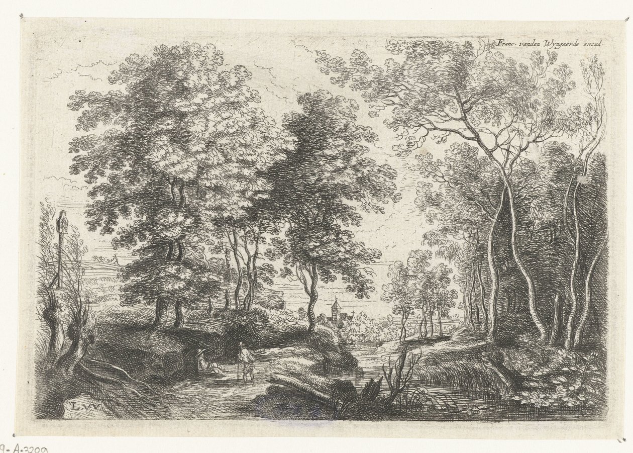 Landschaft mit einem Bach durch einen Wald von Lucas van Uden