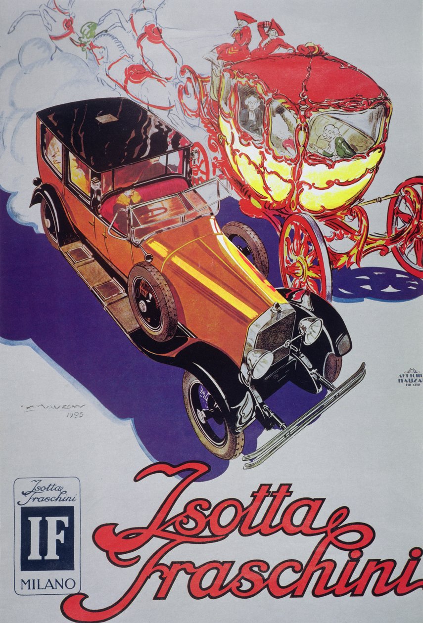 Plakatwerbung für Isotta Faschini Autos von Luciano Achille Mauzan