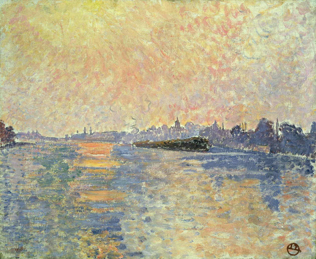 Sonnenuntergang an der Themse in Chiswick von Lucien Pissarro