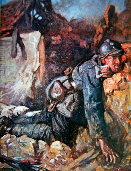 Verwundeter Bote in der Schlacht von Verdun von Lucien Hector Jonas
