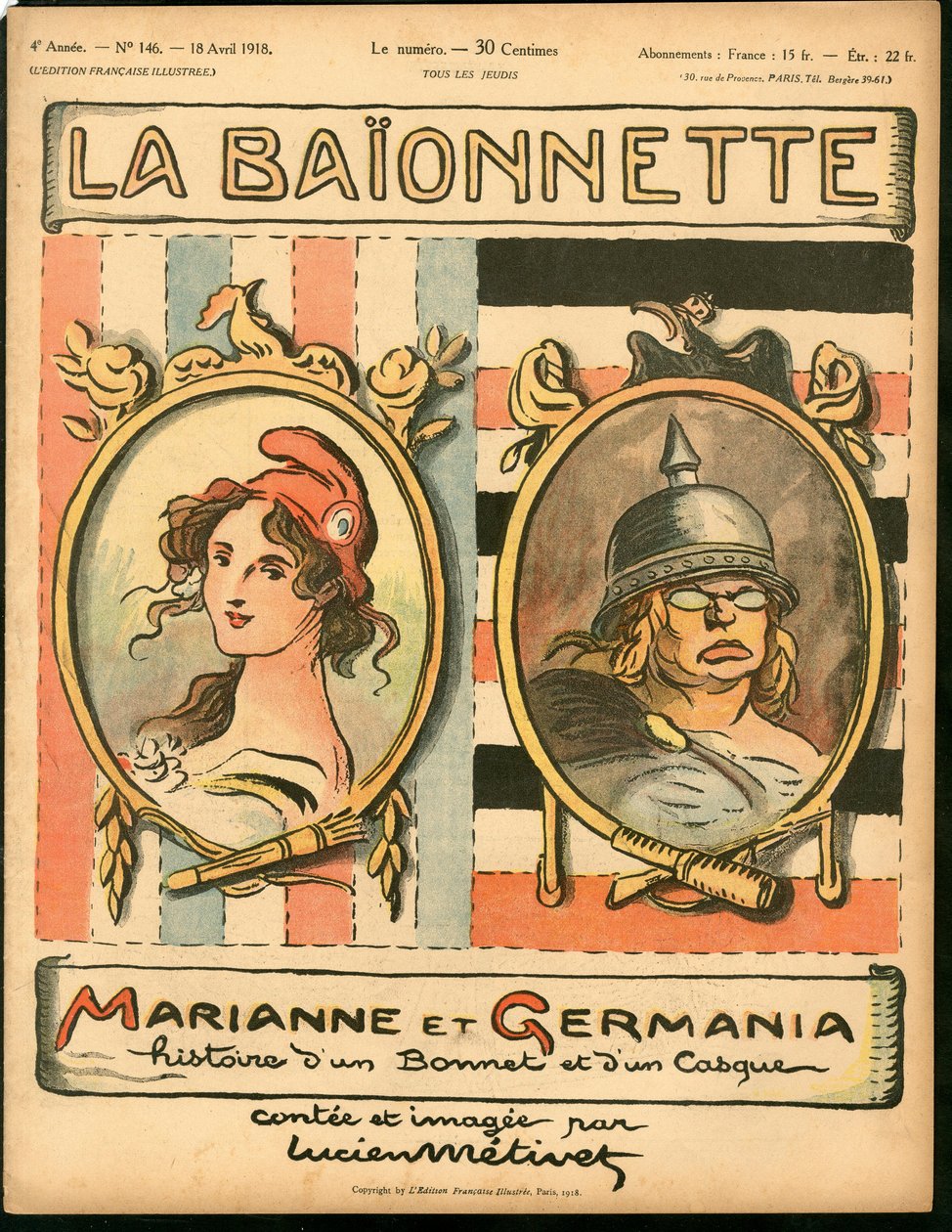 Titelblatt von „La Baionnette“, Satirisch in Farben von Lucien Metivet