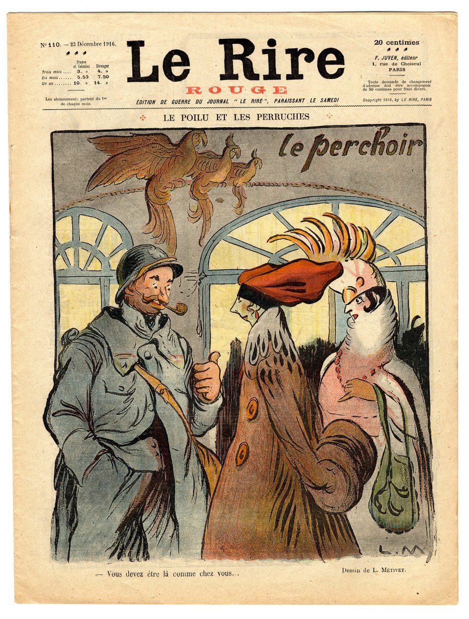 Cover von „Le Rire rouge“, satirisch in Farben von Lucien Metivet