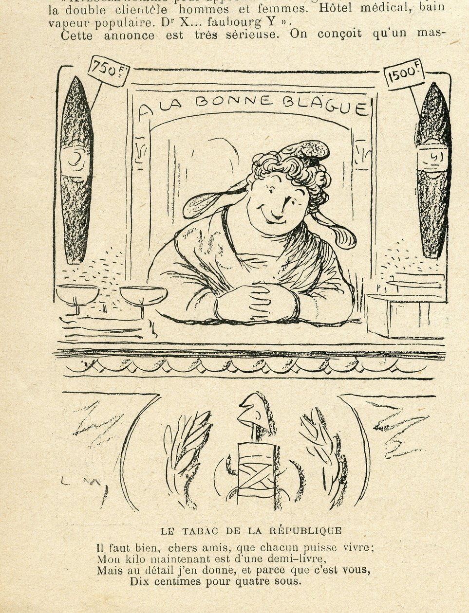 Illustration in Le Rire, 25/09/09 - der Tabak der Republik (Gravur) von Lucien Metivet