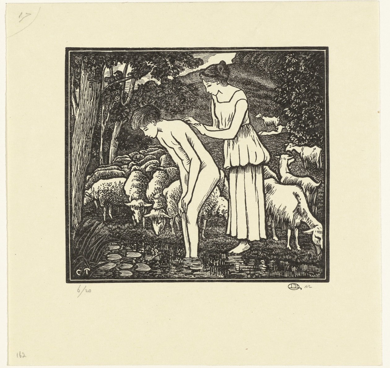 Daphnis wird von Chloë gewaschen von Lucien Pissarro