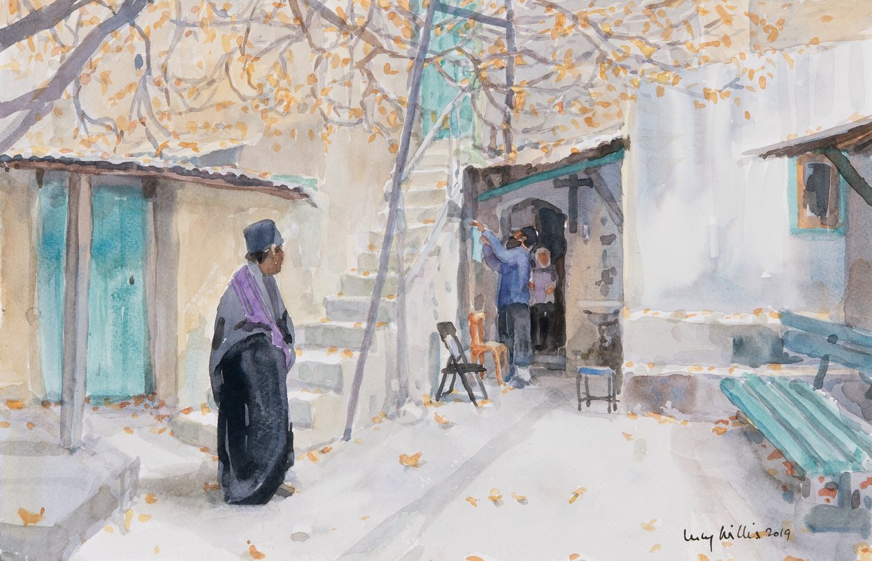 Äthiopier an der Kirche des Heiligen Grabes, Jerusalem, 2019 von Lucy Willis