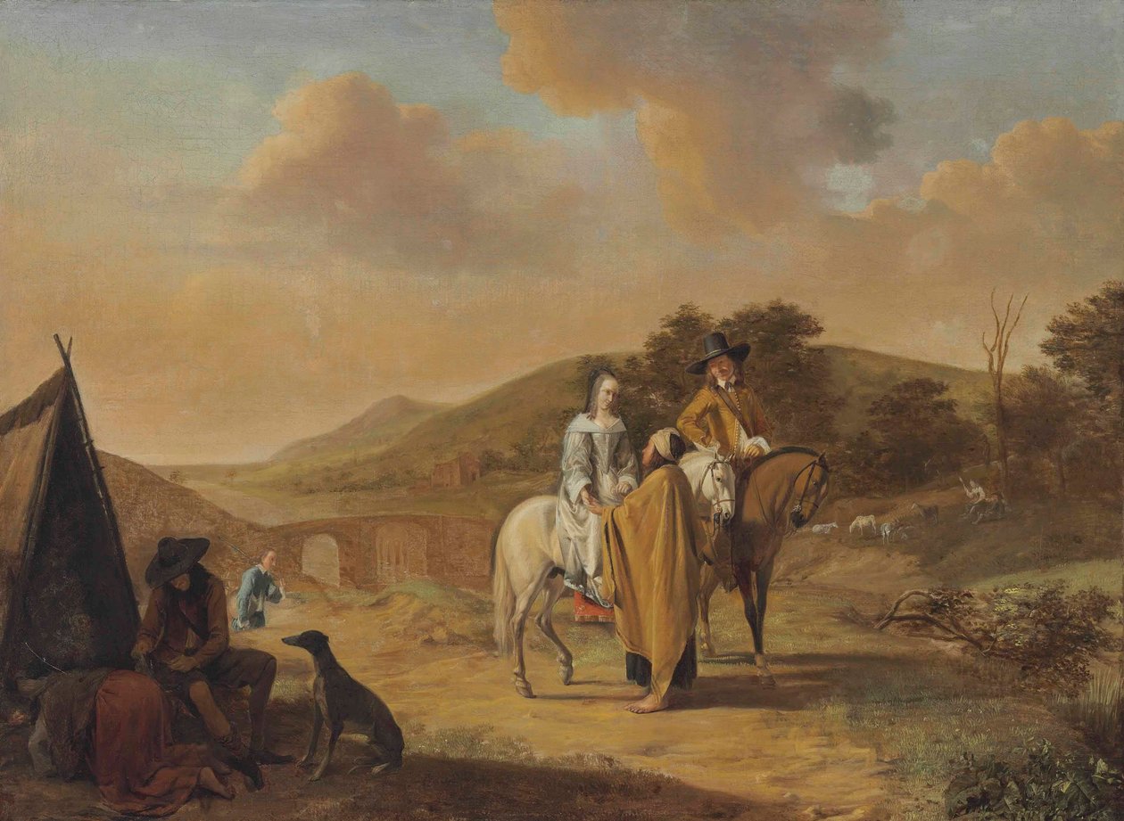 Große Landschaft mit Wahrsagerin von Ludolf de Jongh