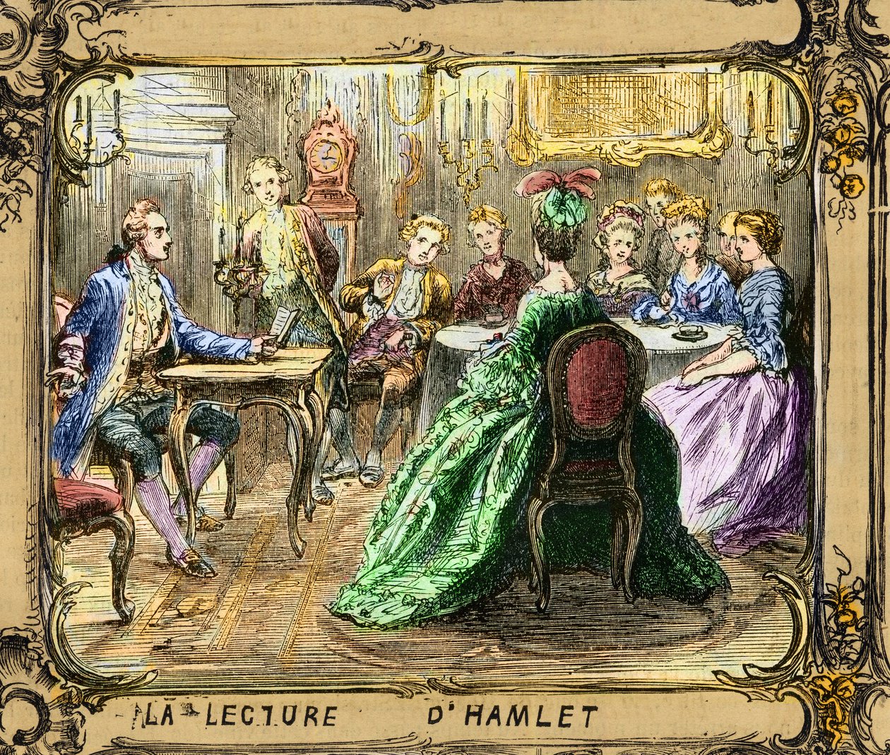 Die Lektüre von Hamlet (Shakespeare) - Johann Wolfgang von Goethe in Straßburg 1770 - Kupferstich nach Ludwig Pietsch (1824-1911) von Ludwig (after) Pietsch