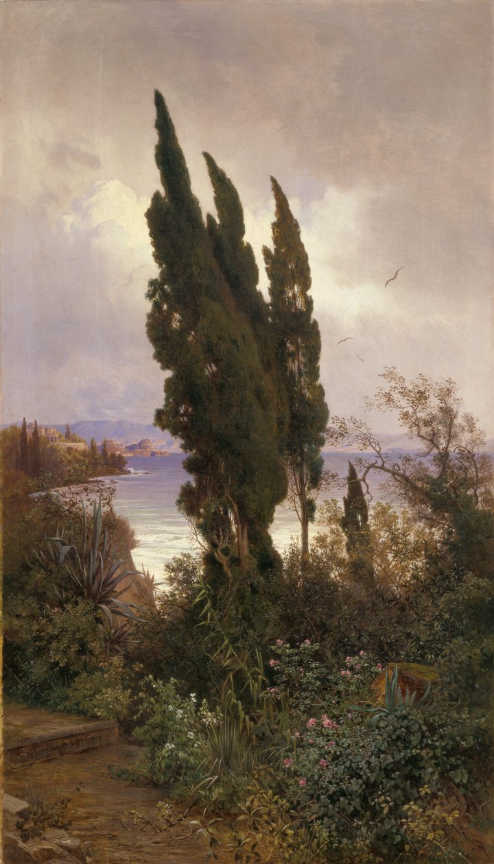 Garten vor dem königlichen Schloss auf Korfu von Ludwig Hans Fischer