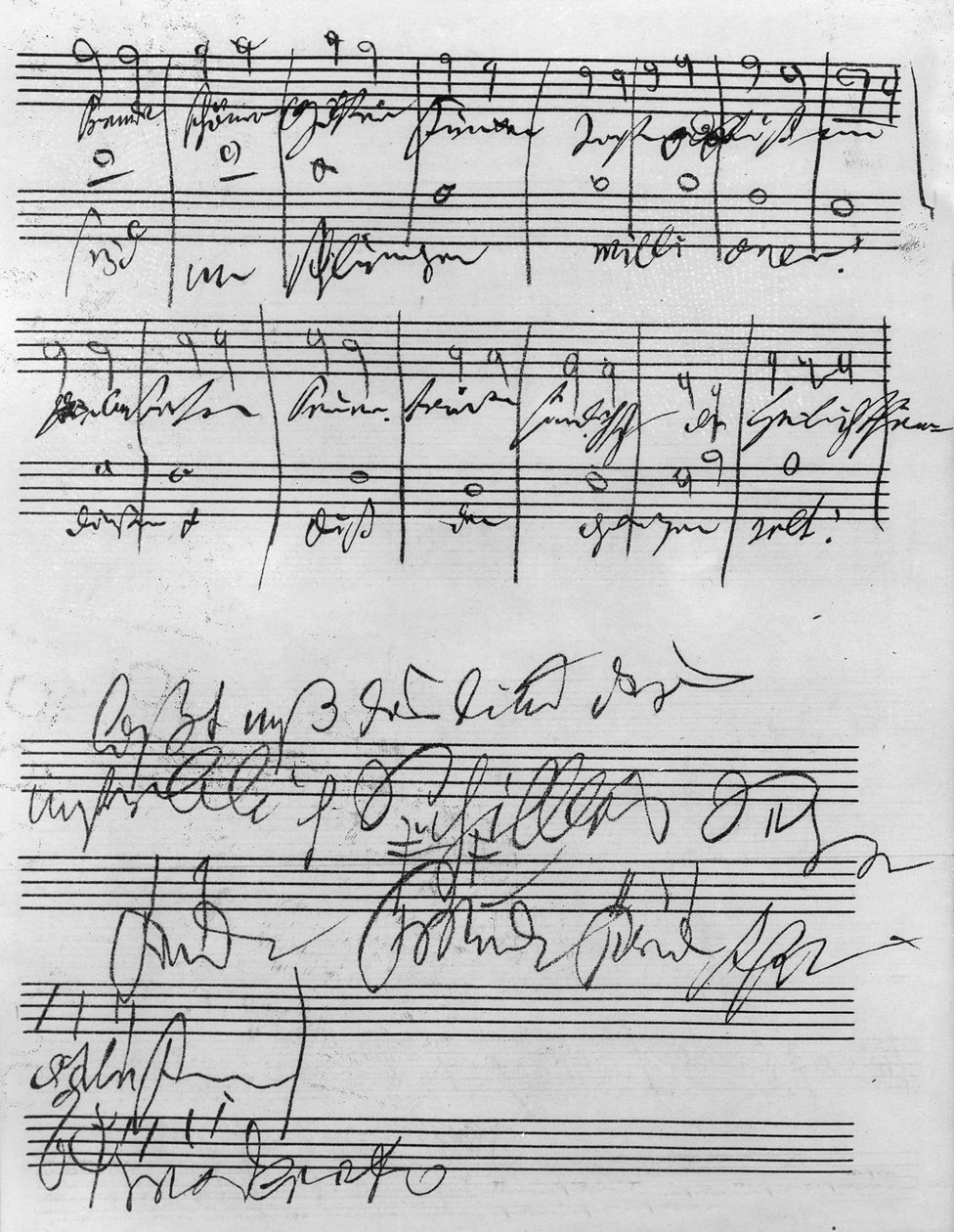 Handgeschriebene Partitur (Tinte auf Papier) von Ludwig van Beethoven