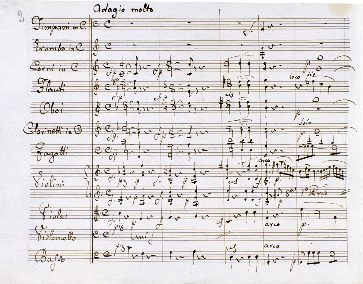Notenblatt der Symphonie Nr. 1 in C-Dur von dem deutschen Komponisten Ludwig van Beethoven (1770-1827) (1799-1800) Mailand, Biblioteca del Conservatorio von Ludwig van Beethoven