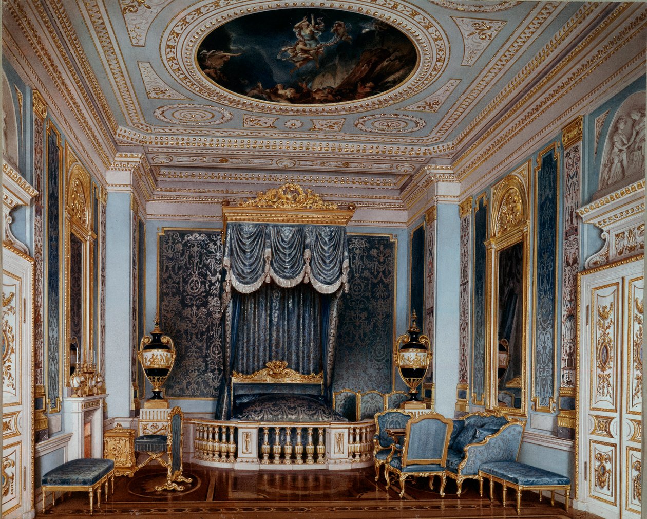 Ansicht des Schlafzimmers von Zar Alexander II. im Gatchina-Palast von Luigi Premazzi