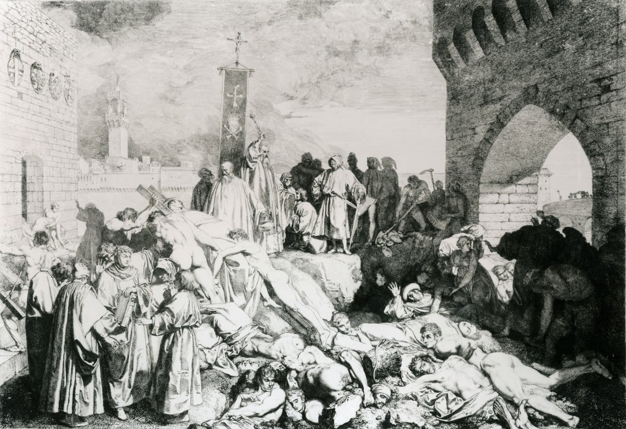 Pest in Florenz, wie von Boccaccio beschrieben von Luigi (after) Sabatelli