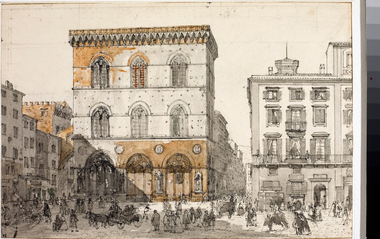 Ansicht der Kirche Orsanmichele in Florenz (Aquarell, ca. 1820) von Luigi Garibbo