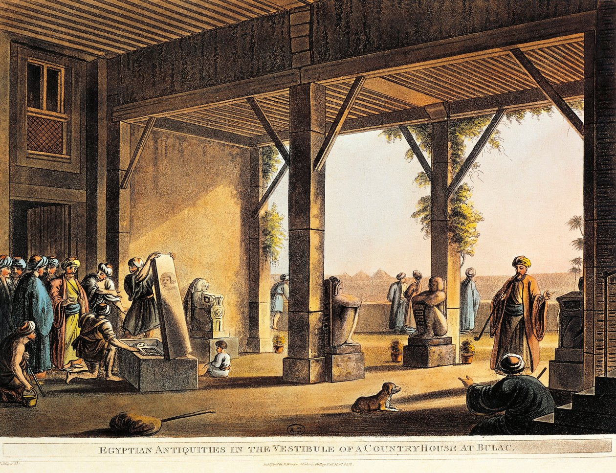 Ägyptische Antiquitäten im Hof eines Hauses in Boulaq, aus Views in Egypt von Luigi Mayer