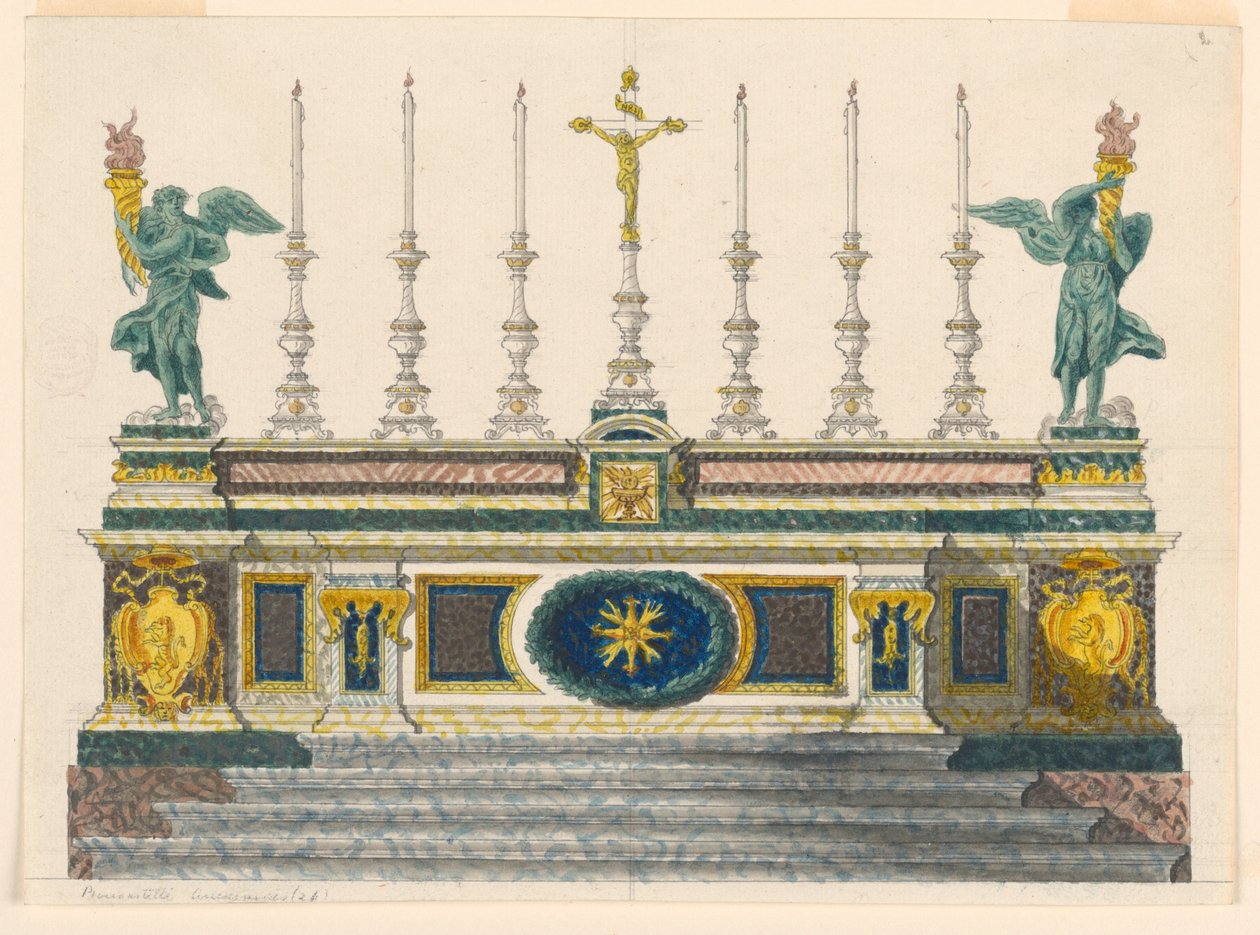 Altar aus buntem Marmor, ca. 1820 von Luigi Righetti