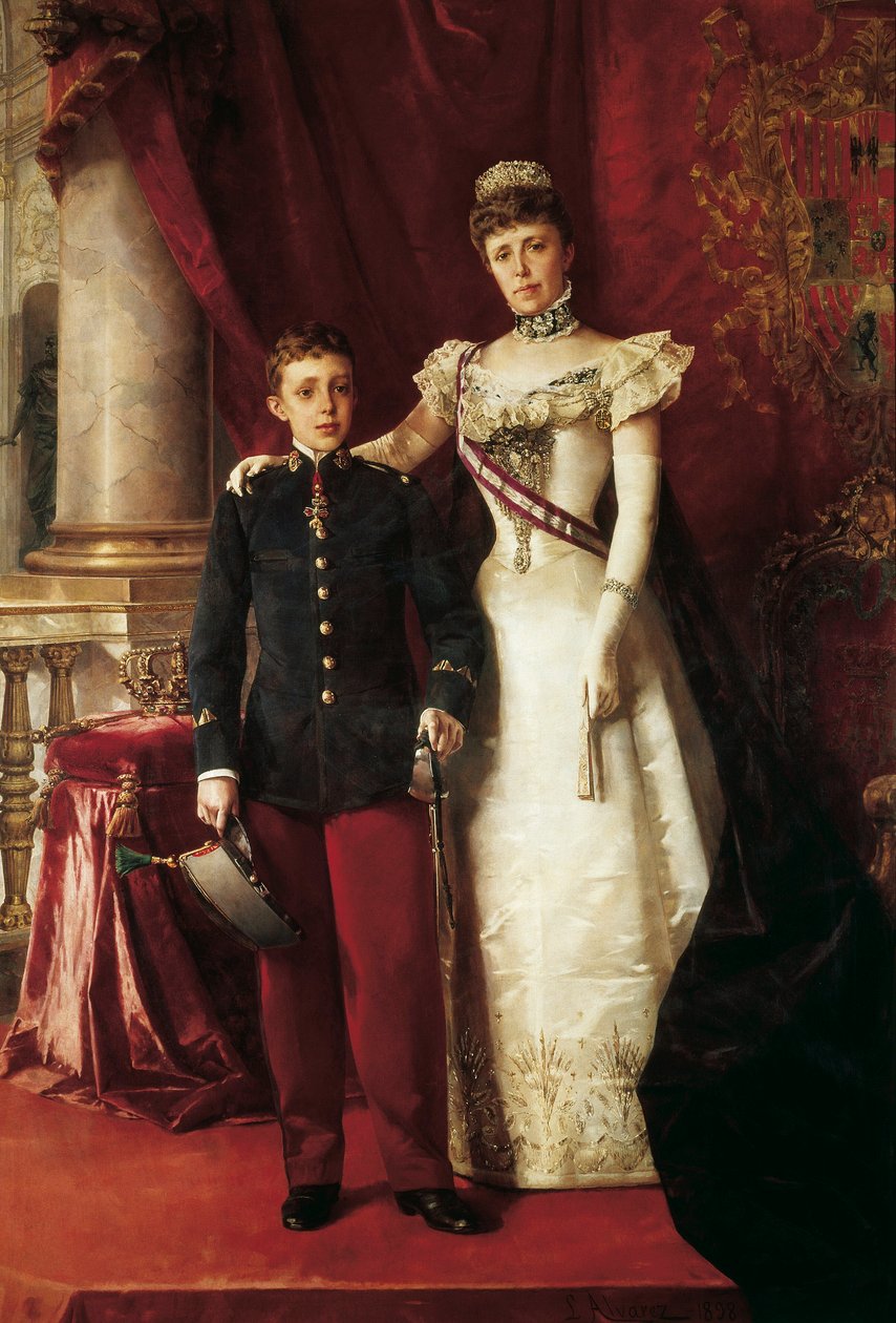 Porträt von Alfonso XIII und Maria Cristina von Teschen, bekannt als Maria Cristina von Habsburg, Erzherzogin von Österreich von Luis Alvarez Catalá