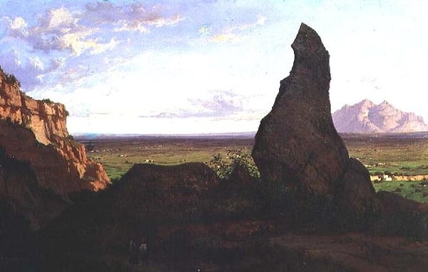 Landschaft mit markantem Felsen von Luis Rigalt