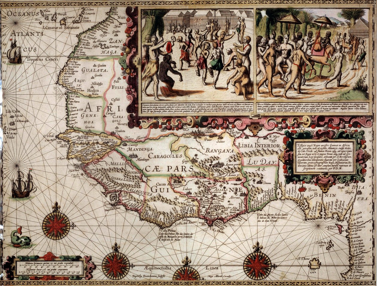 Geografische Karte von Guinea, erstellt von Kartograf Luis Teixera (um 1586) von Luis Teixeira