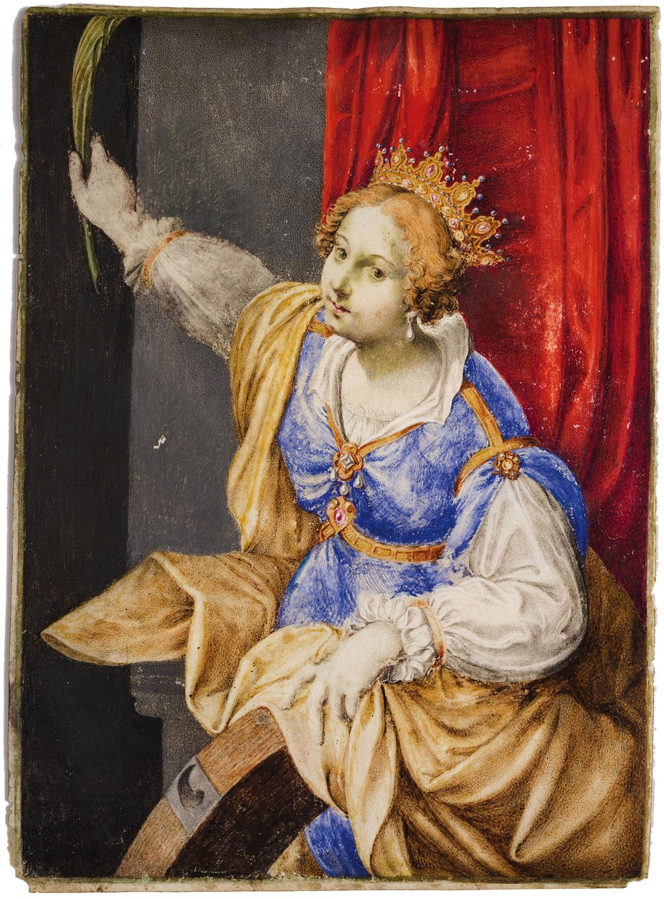 Artemisia Gentileschi als Heilige Katharina von Alexandria, Mitte des 17. Jahrhunderts von Maddalena Corvina