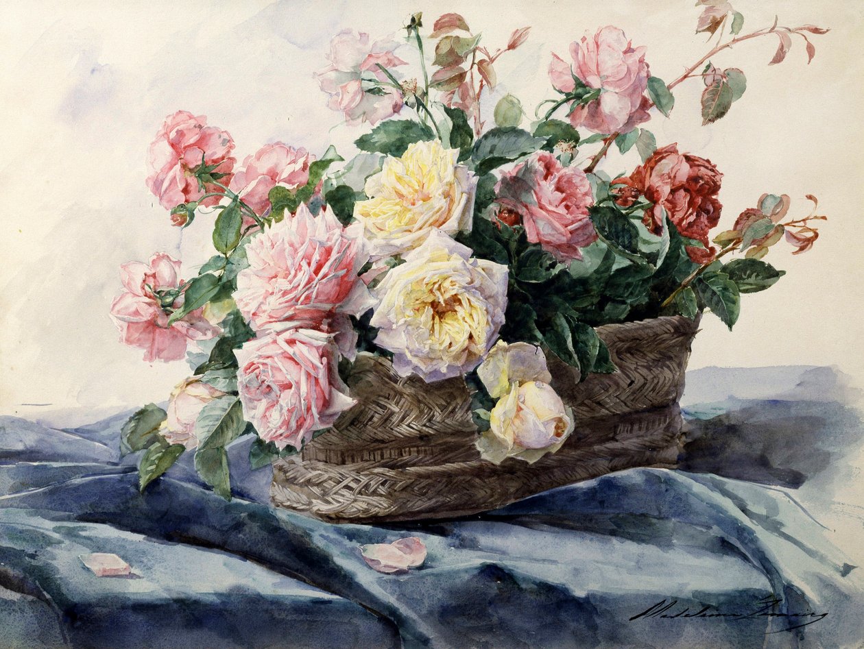 Rosenkorb. Gemälde von Madeleine Jeanne Lemaire (1845-1928) von Madeleine Lemaire